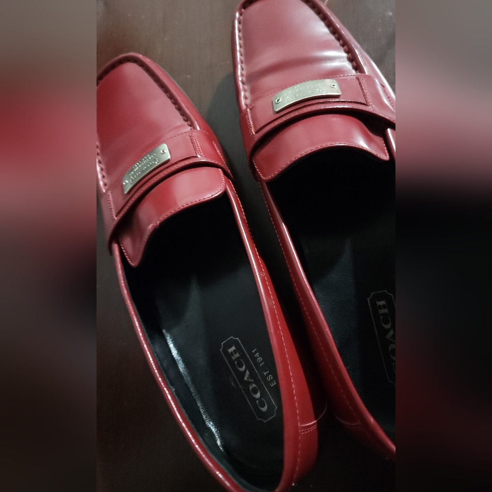 Women Red coach loafers